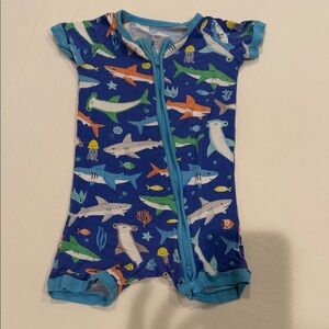 Little Sleepies Blue and Green Shark Romper